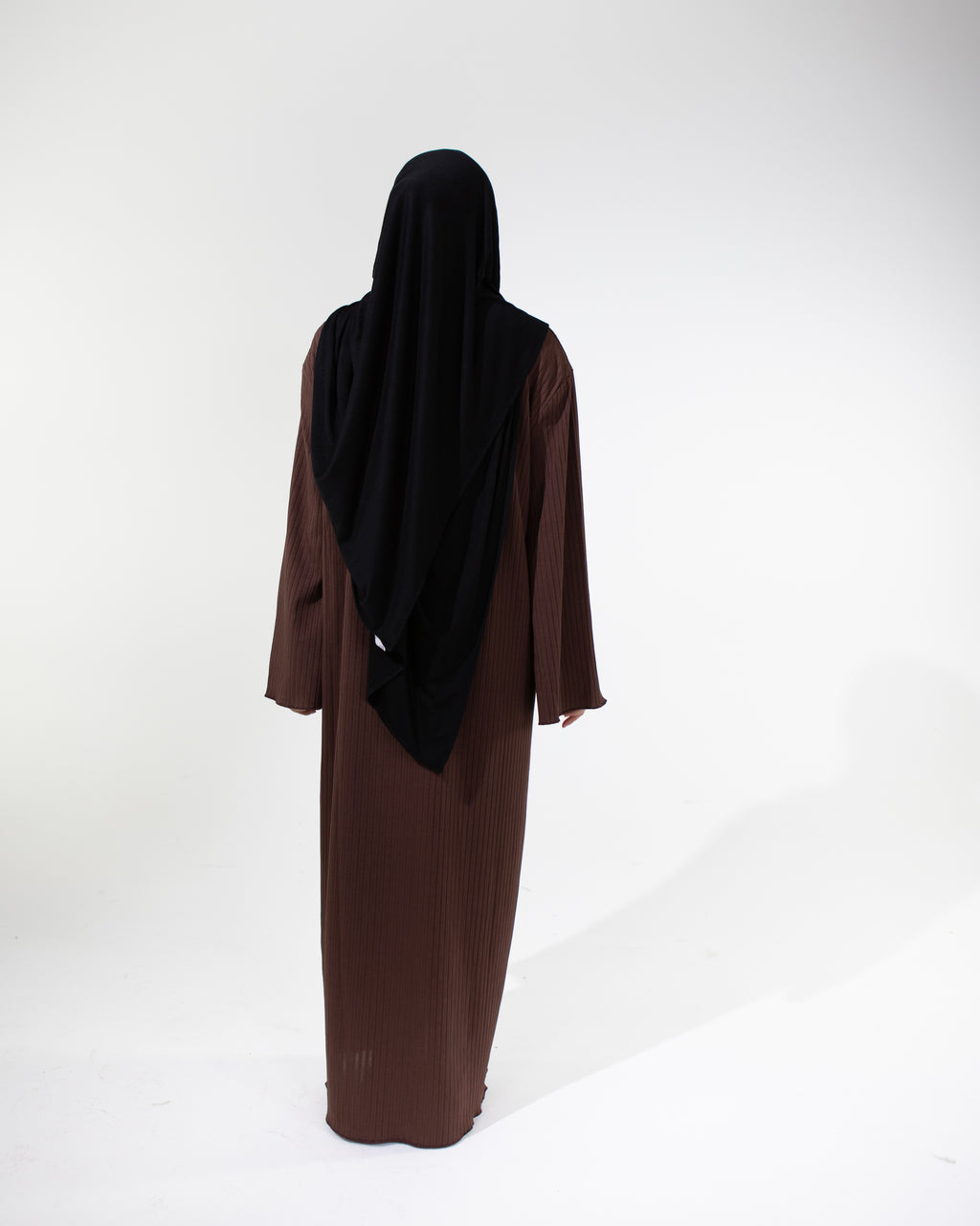 MAYA Premium Jersey Loose Fit Non-Iron High-Neck Maxi Dress - Coffee