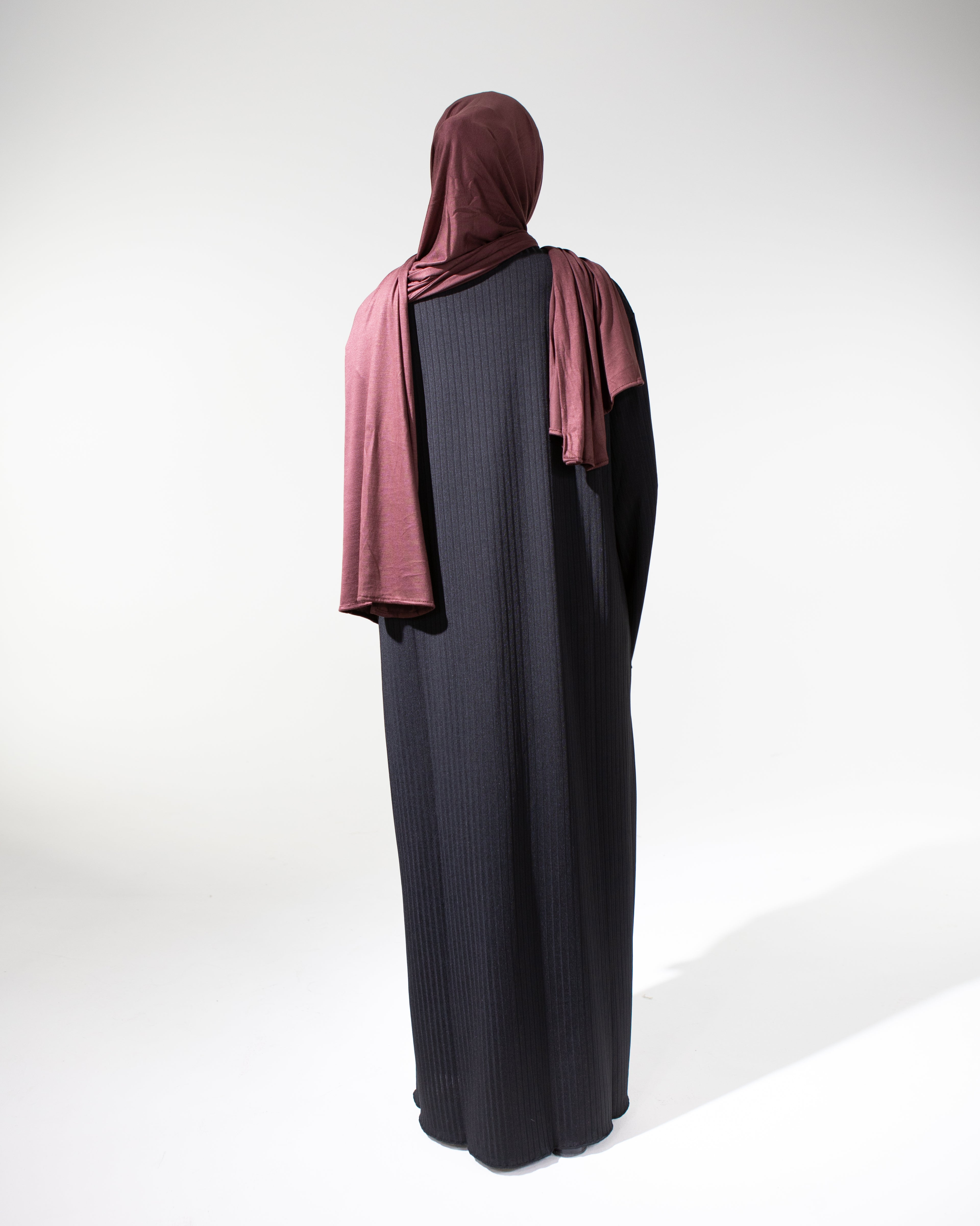 MAYA Premium High-Neck Long Sleeve Non-Sheer Modest Maxi Dress - Black