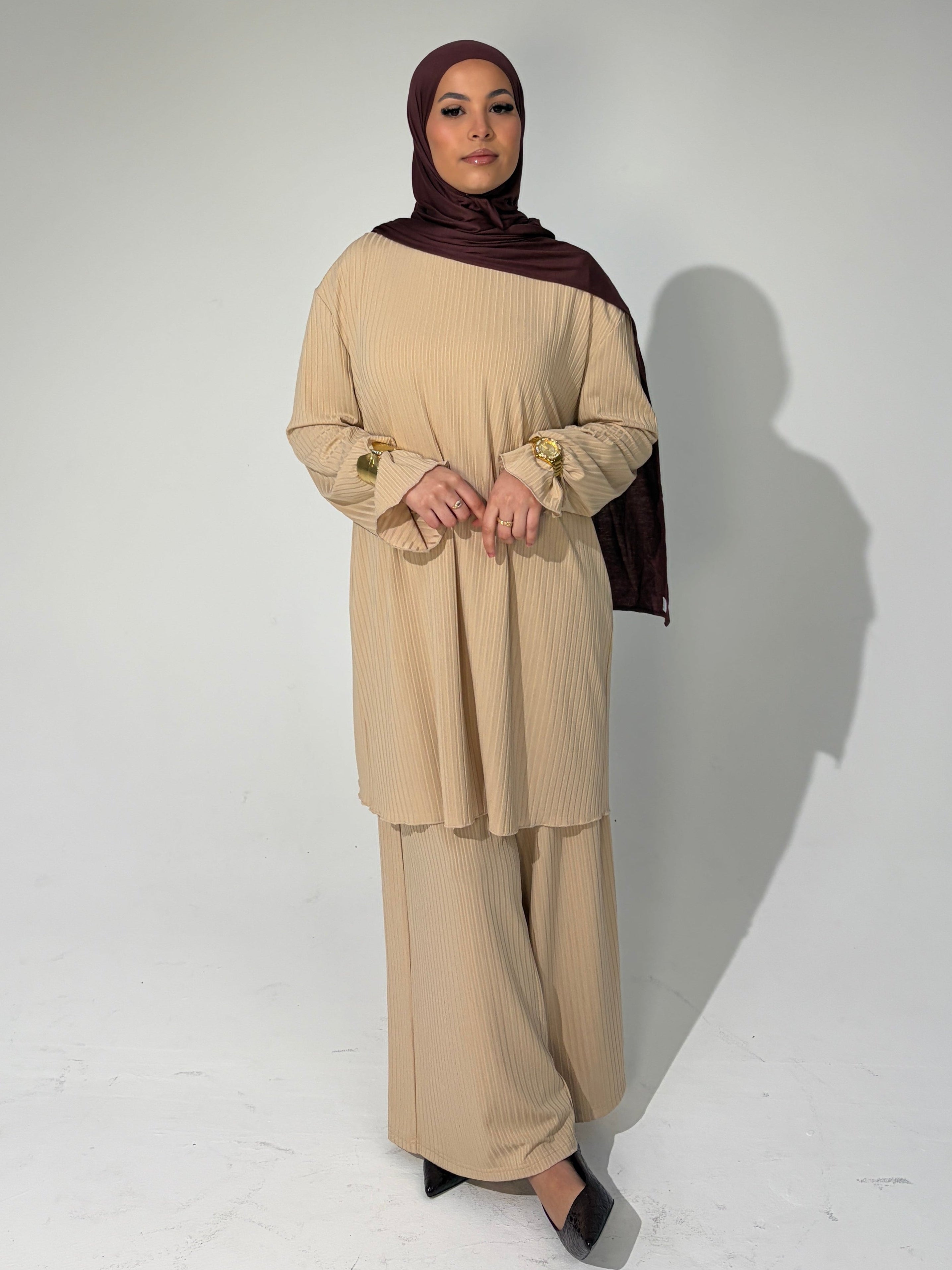 HANA Modest Co Ord Set - Biscuit Beige