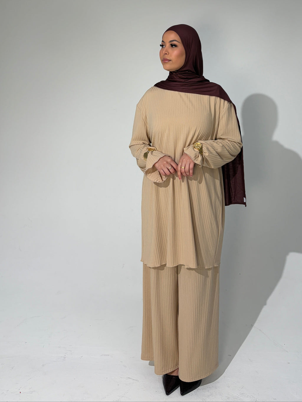 HANA Modest Co Ord Set - Biscuit Beige