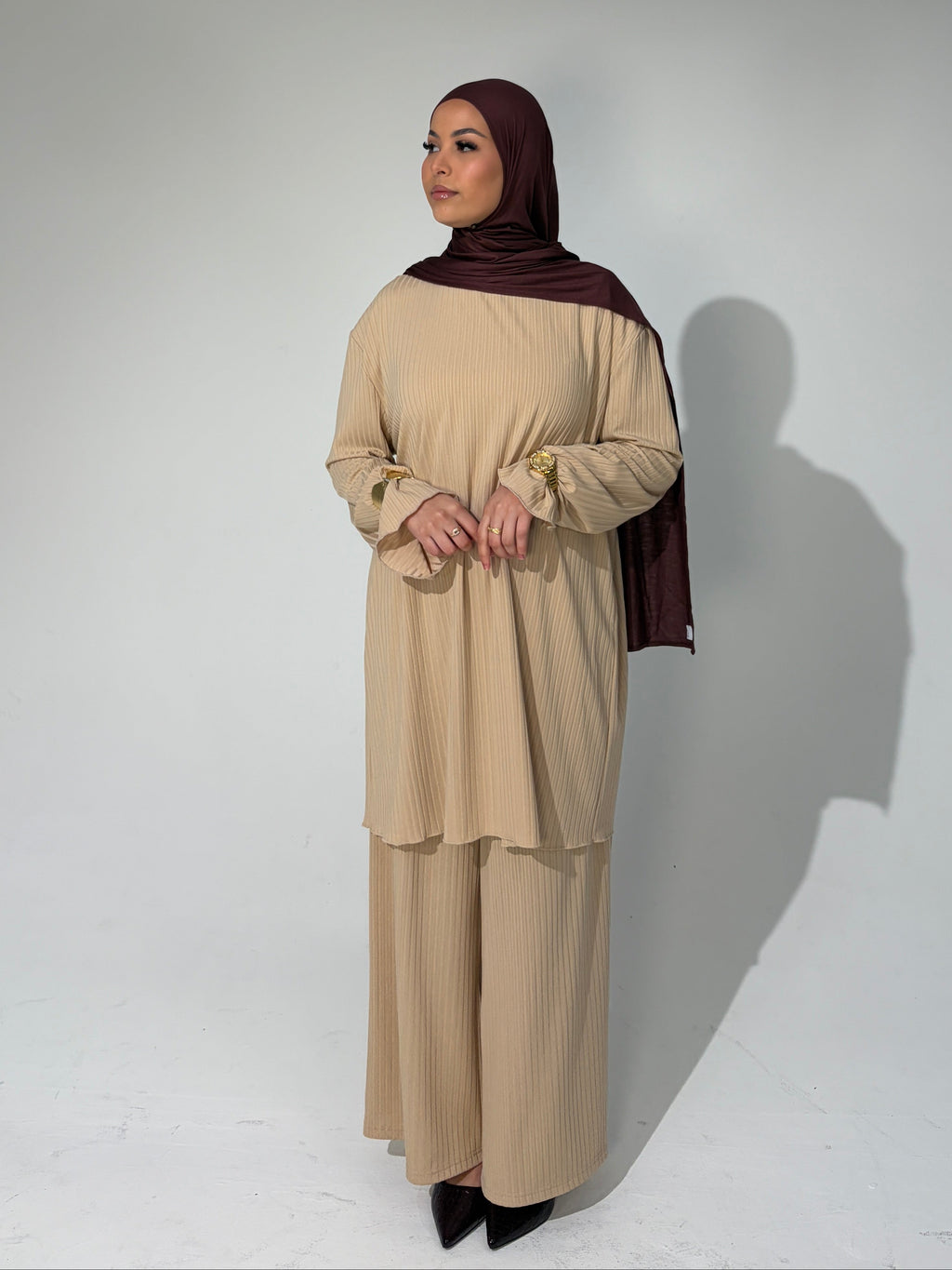 HANA Modest Co Ord Set - Biscuit Beige