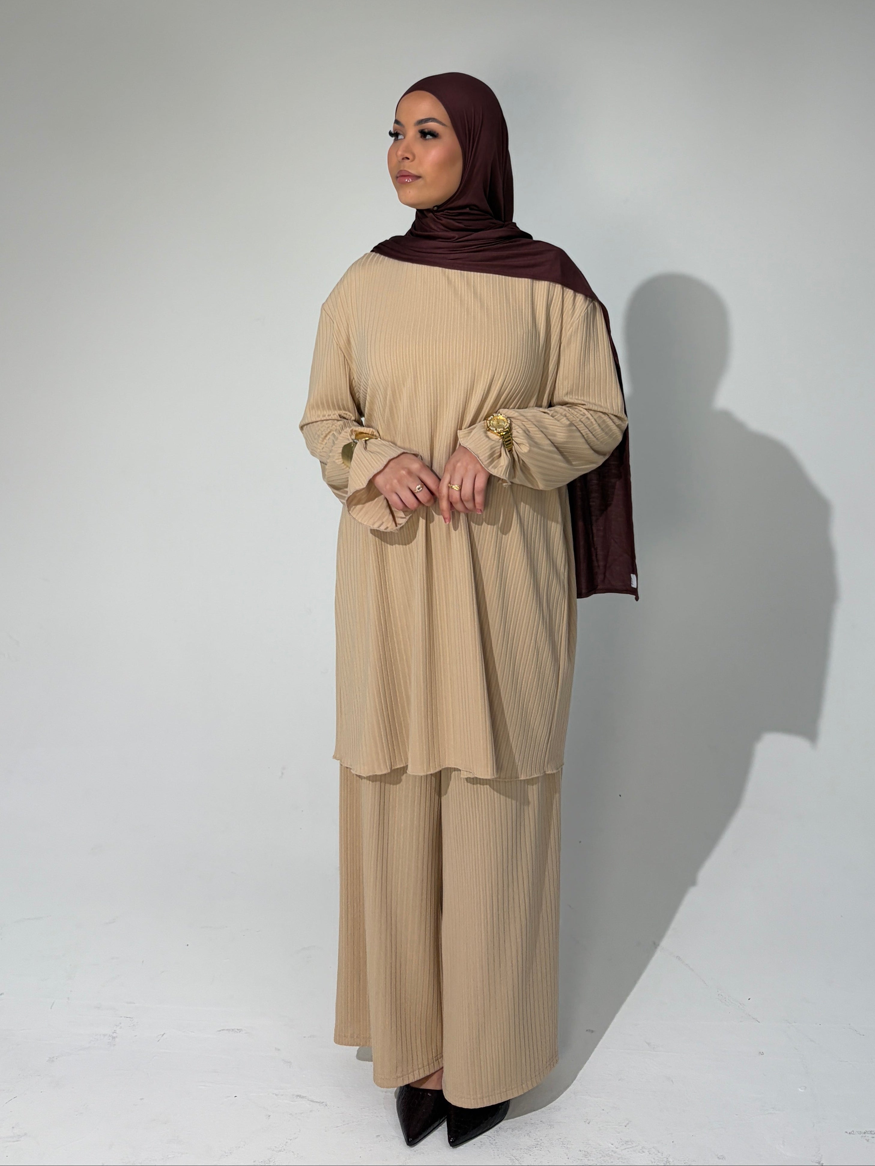 HANA Modest Co Ord Set - Biscuit Beige