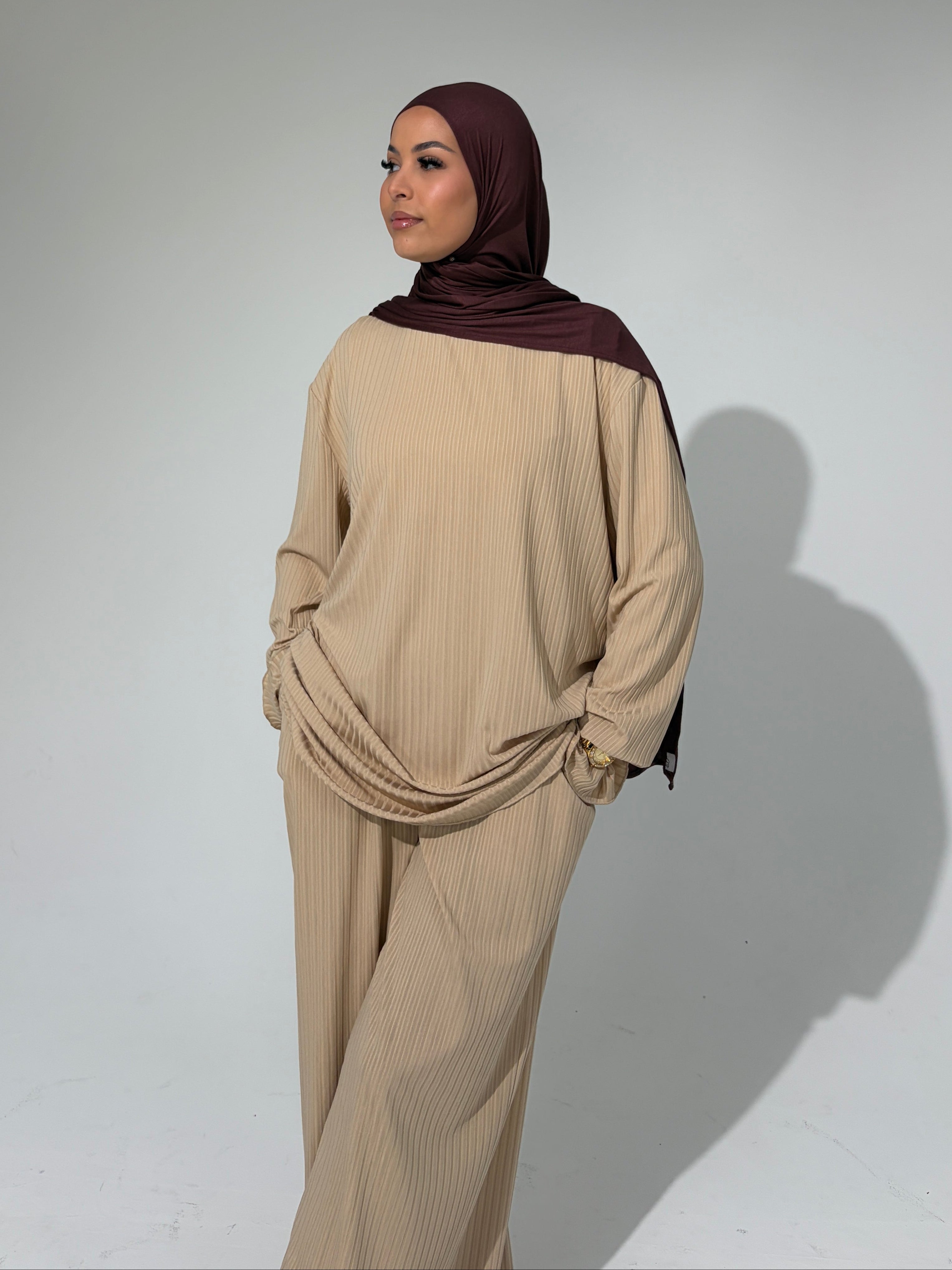 HANA Modest Co Ord Set - Biscuit Beige