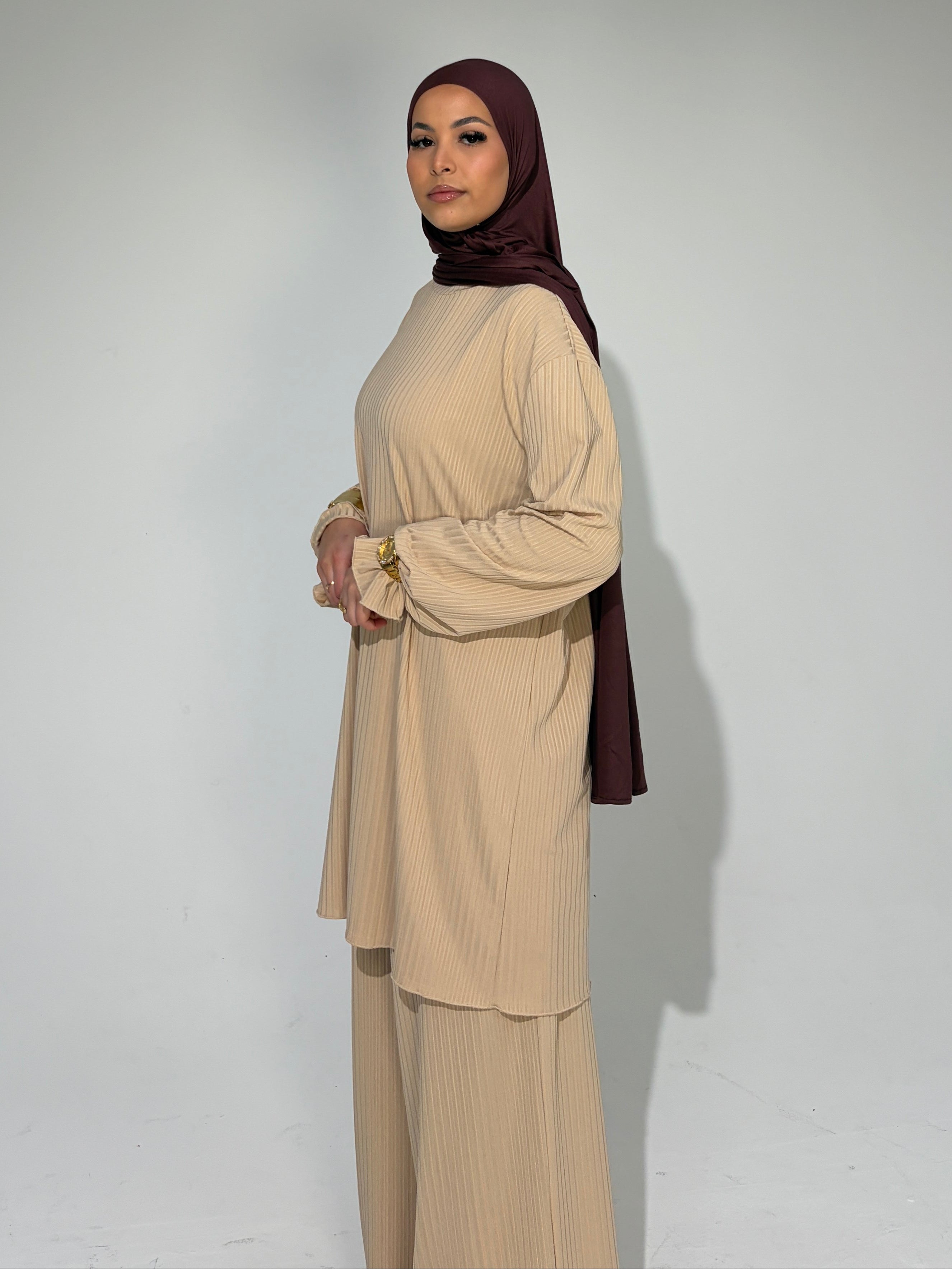 HANA Modest Co Ord Set - Biscuit Beige
