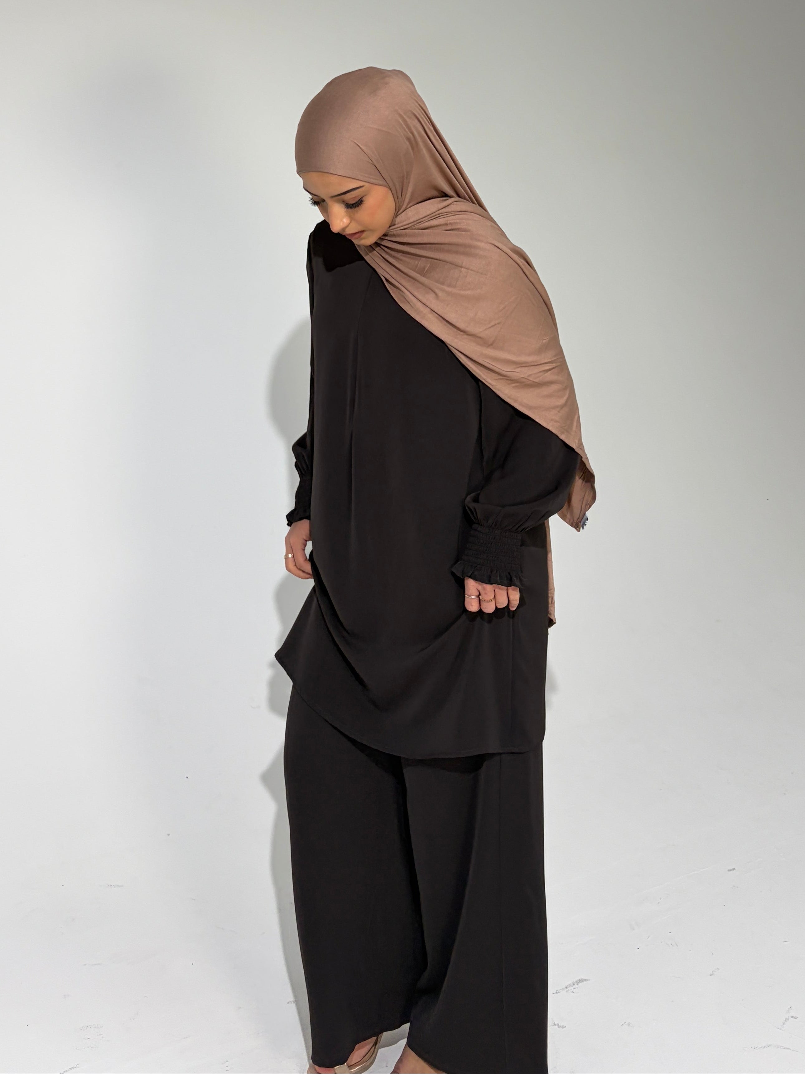 MARIA Nursing friendly invisible zipper Modest Co-Ord Set - Deep Charcoal