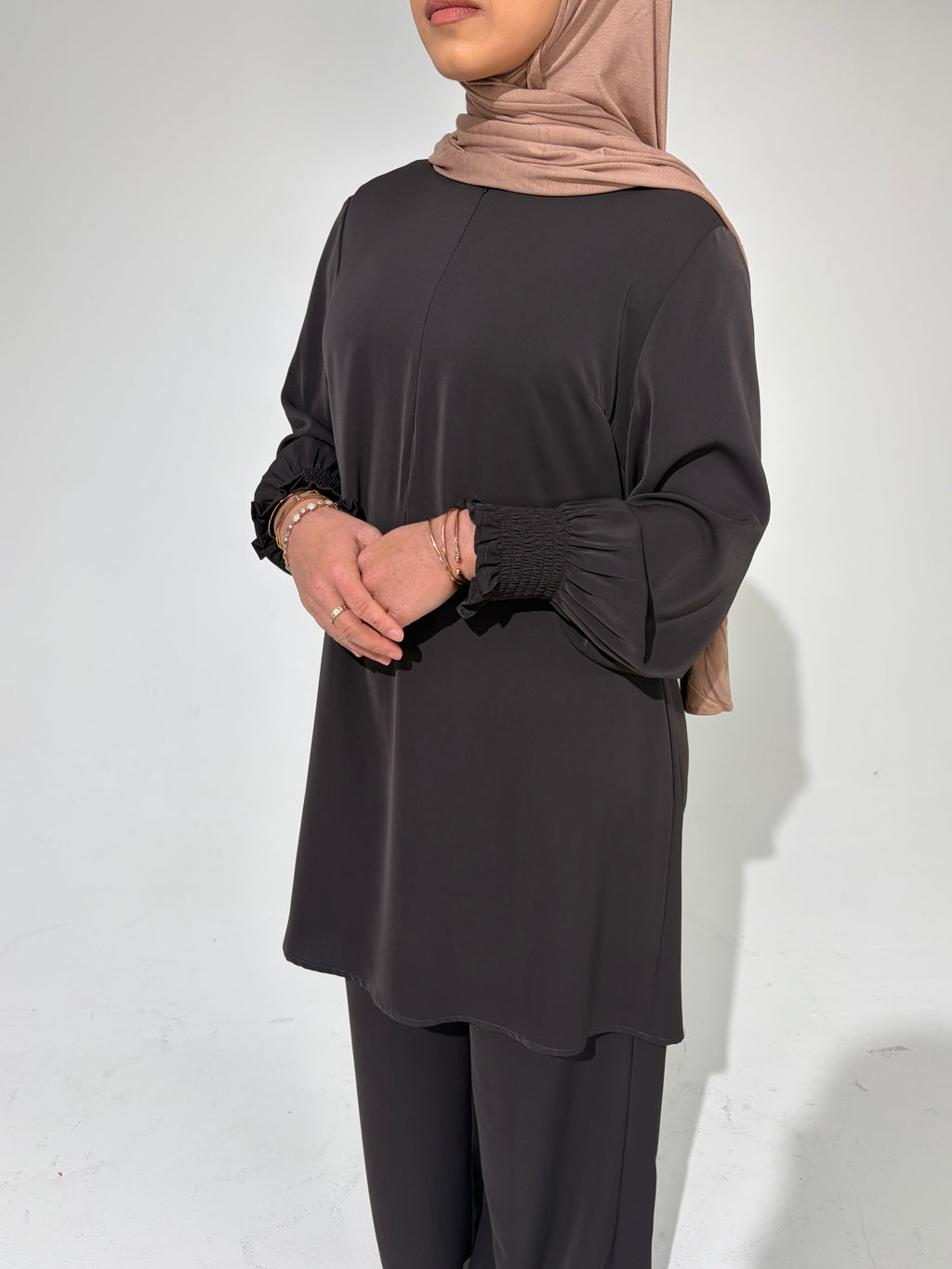 MARIA Nursing friendly invisible zipper Modest Co-Ord Set - Deep Charcoal