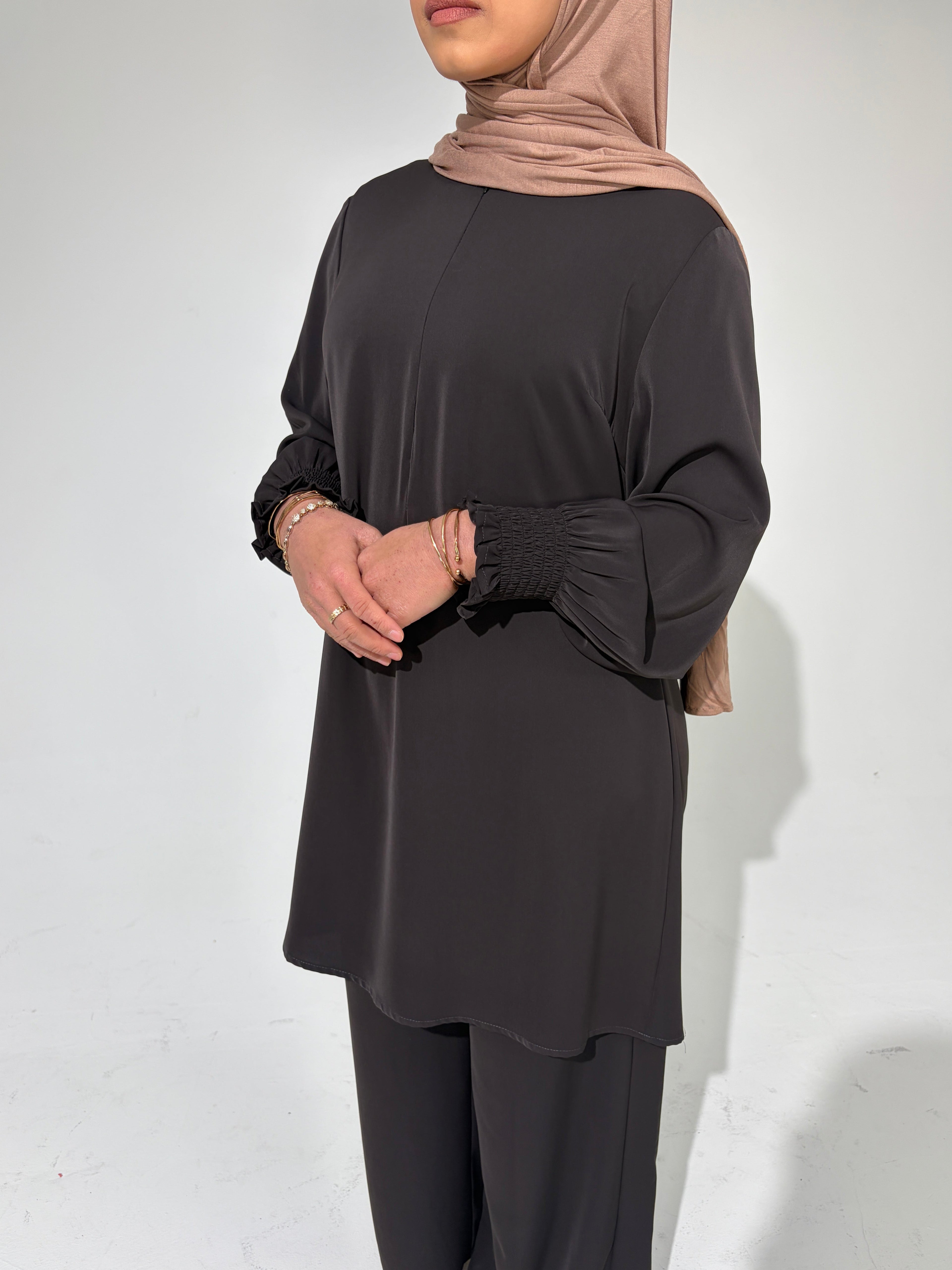 MARIA Nursing friendly invisible zipper Modest Co-Ord Set - Deep Charcoal