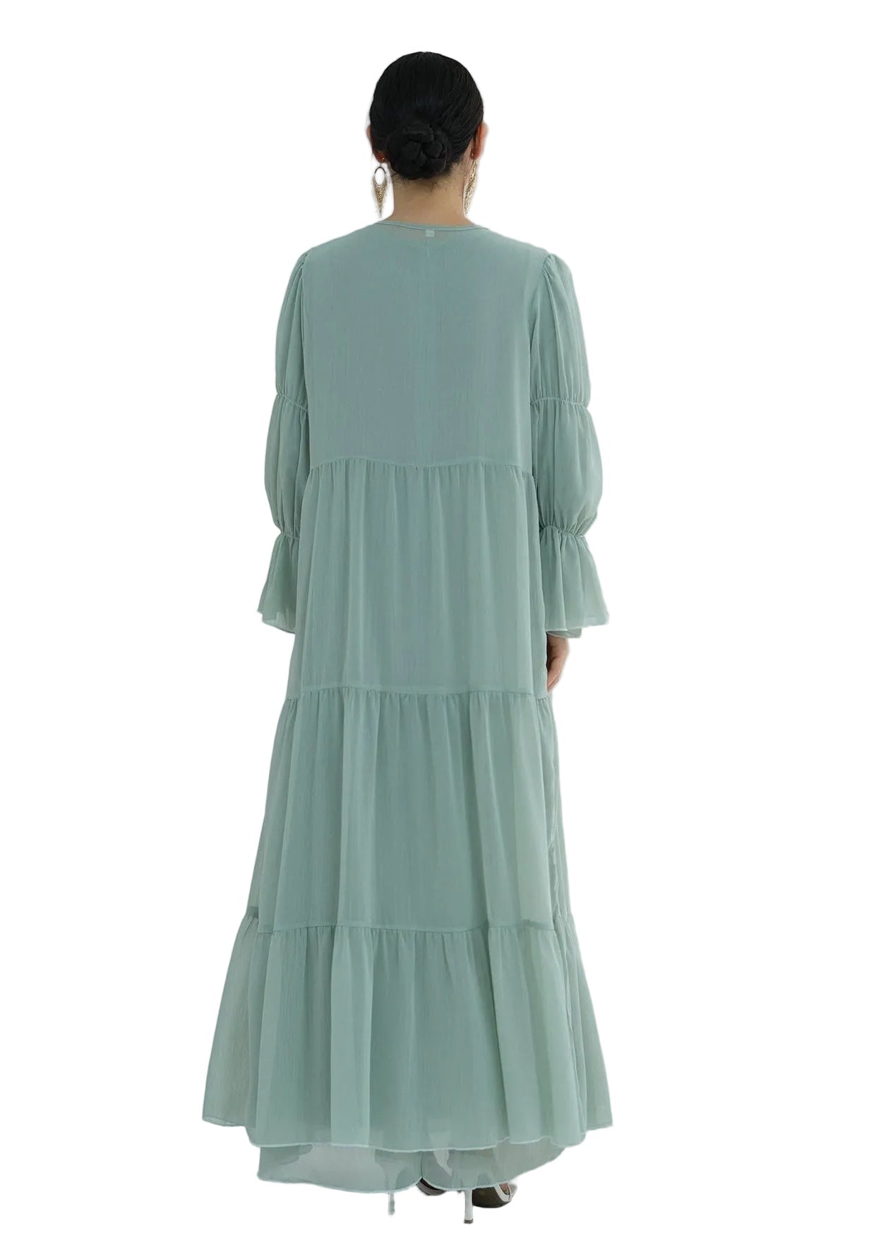 HAYAT Premium Chiffon Open Abaya - Mint (HAYAT Inner Dress Sold Separately)