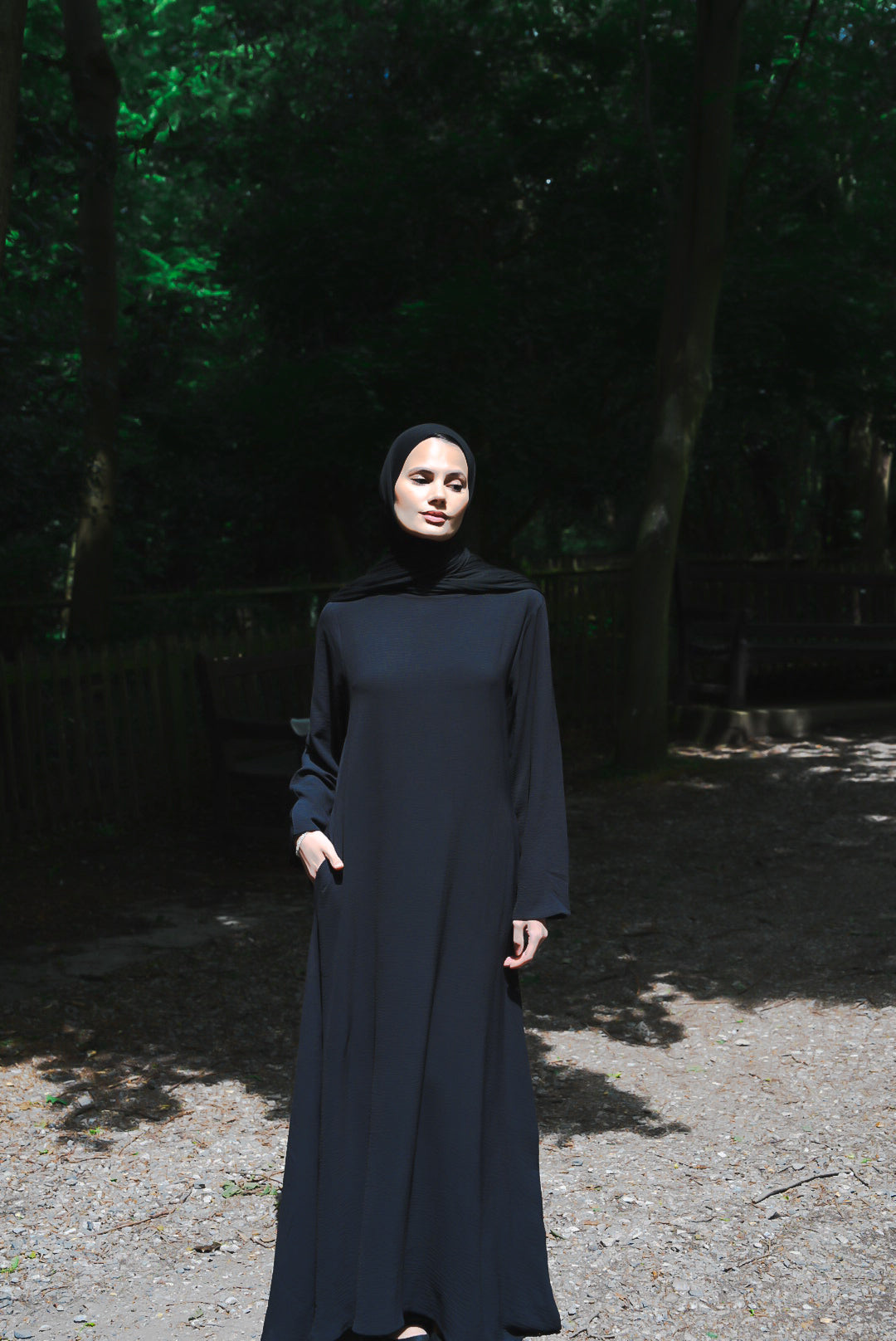 WARDA Premium Embellished Open Abaya Set - Black