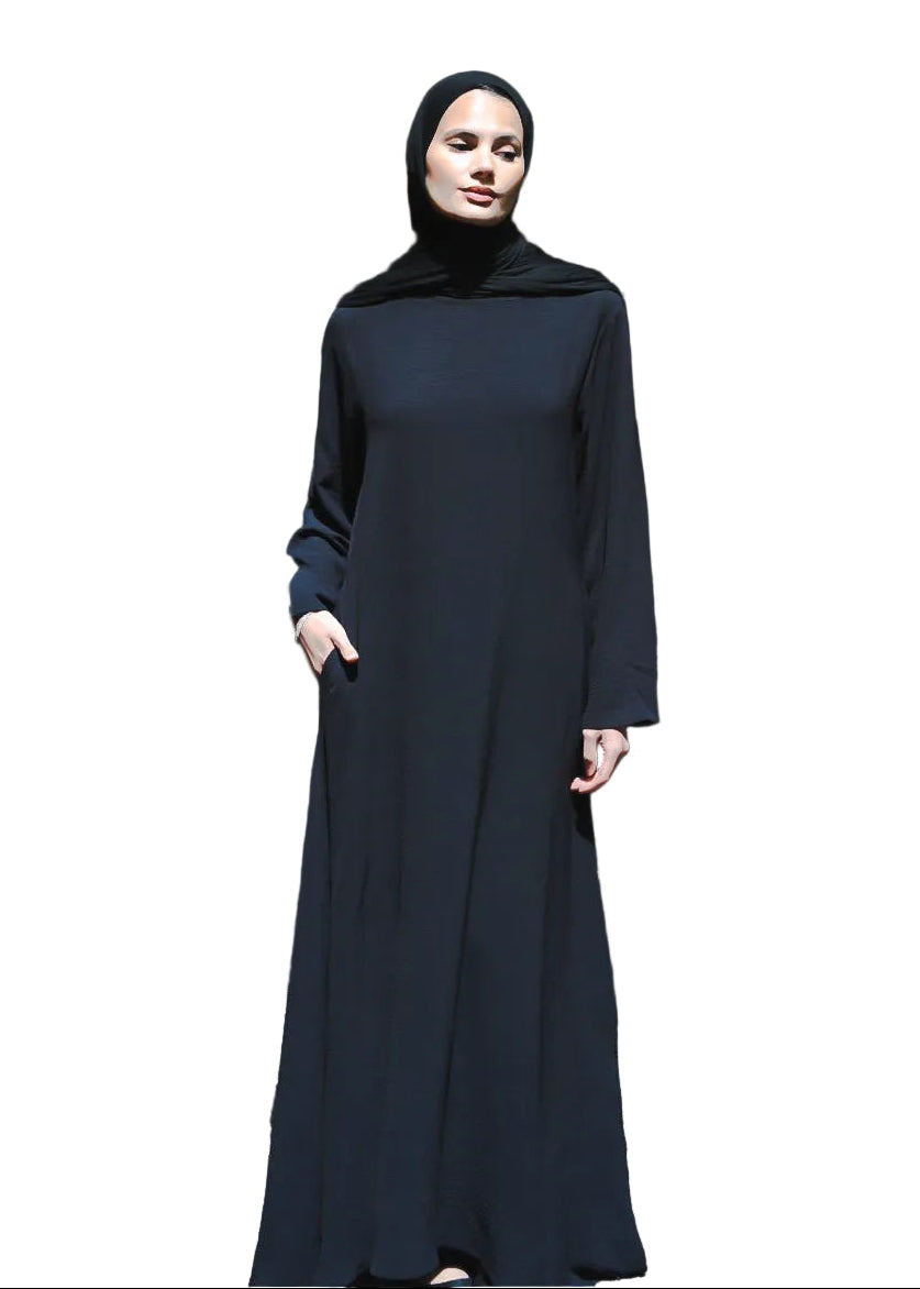WARDA Textured Inner Dress With Pockets - Black