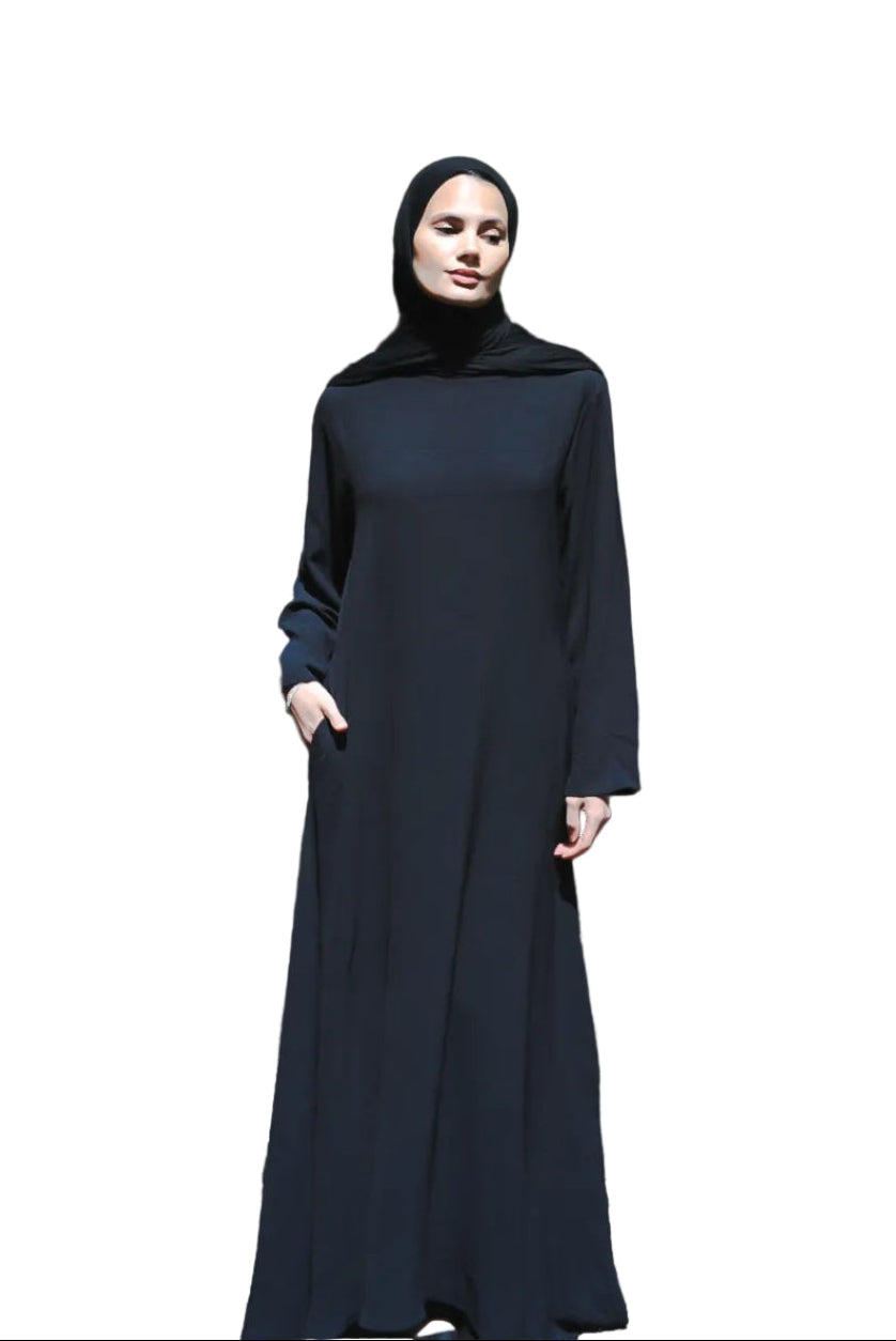 WARDA Textured Inner Dress With Pockets - Black