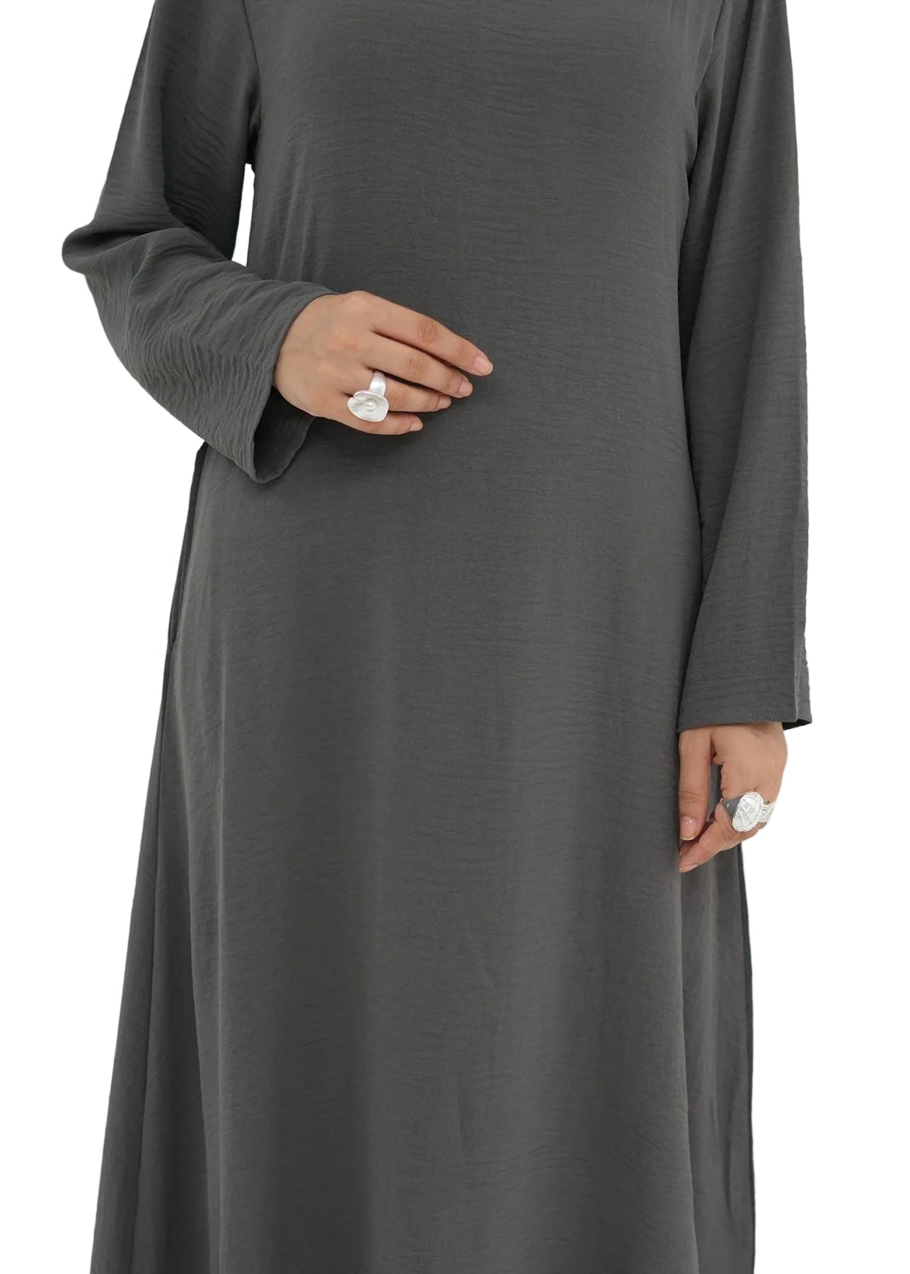 WARDA Textured Inner Dress With Pockets - Grey