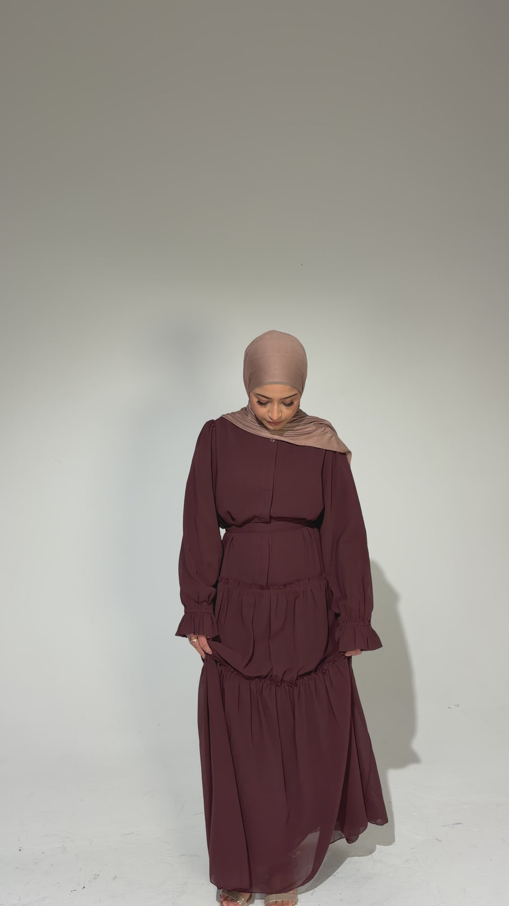 LAYLA 100% Premium Chiffon Nursing Friendly button-up maxi dress - Brown