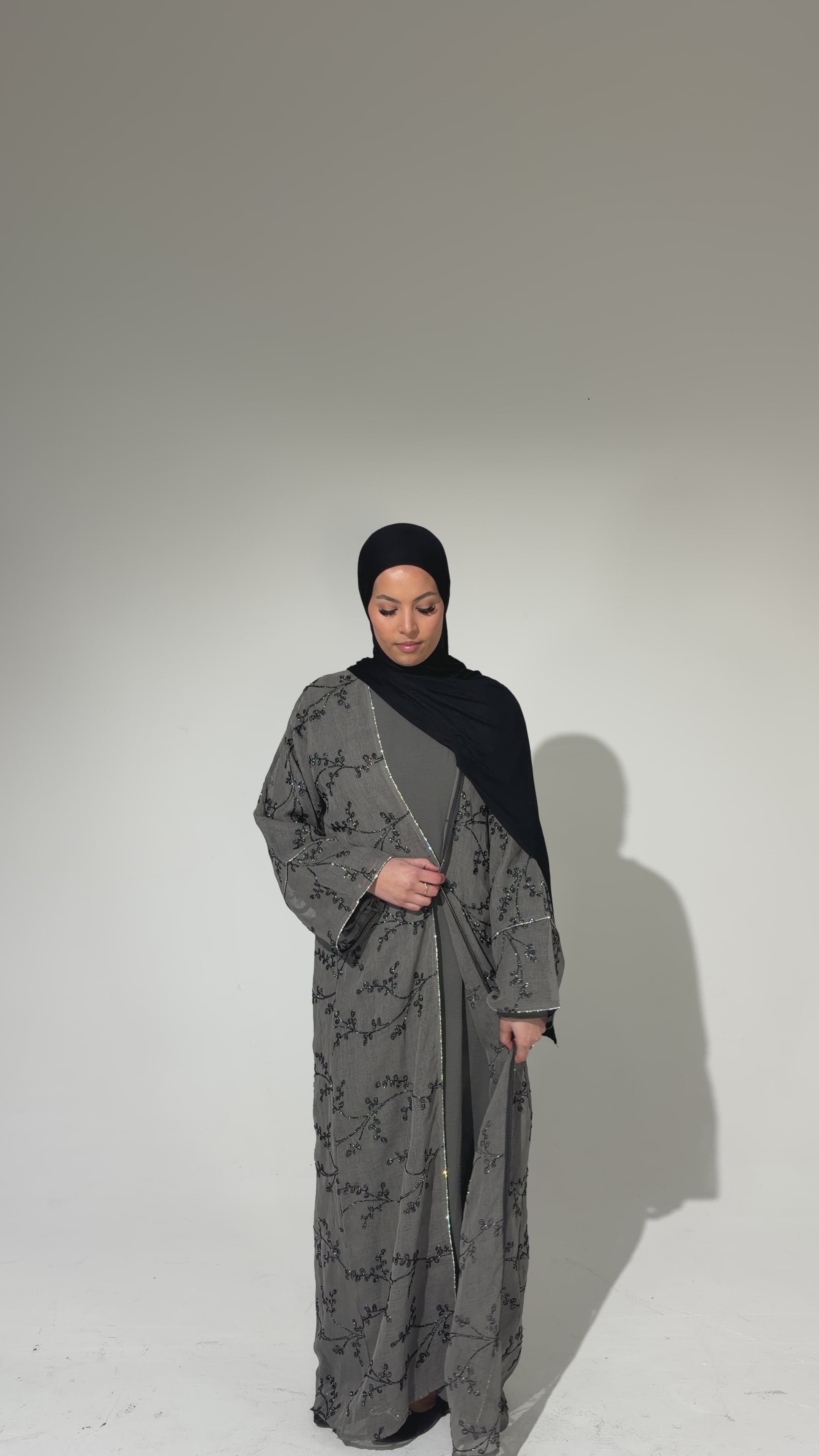 WARDA Textured Inner Dress With Pockets - Grey