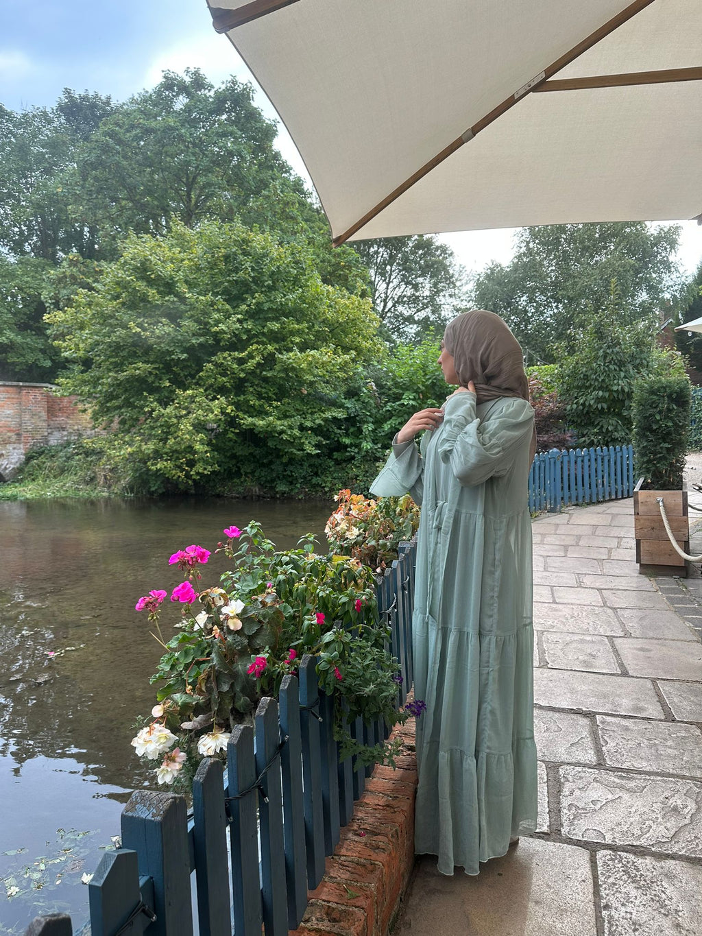 HAYAT Premium Chiffon Long sleeve Abaya Dress Set - Mint