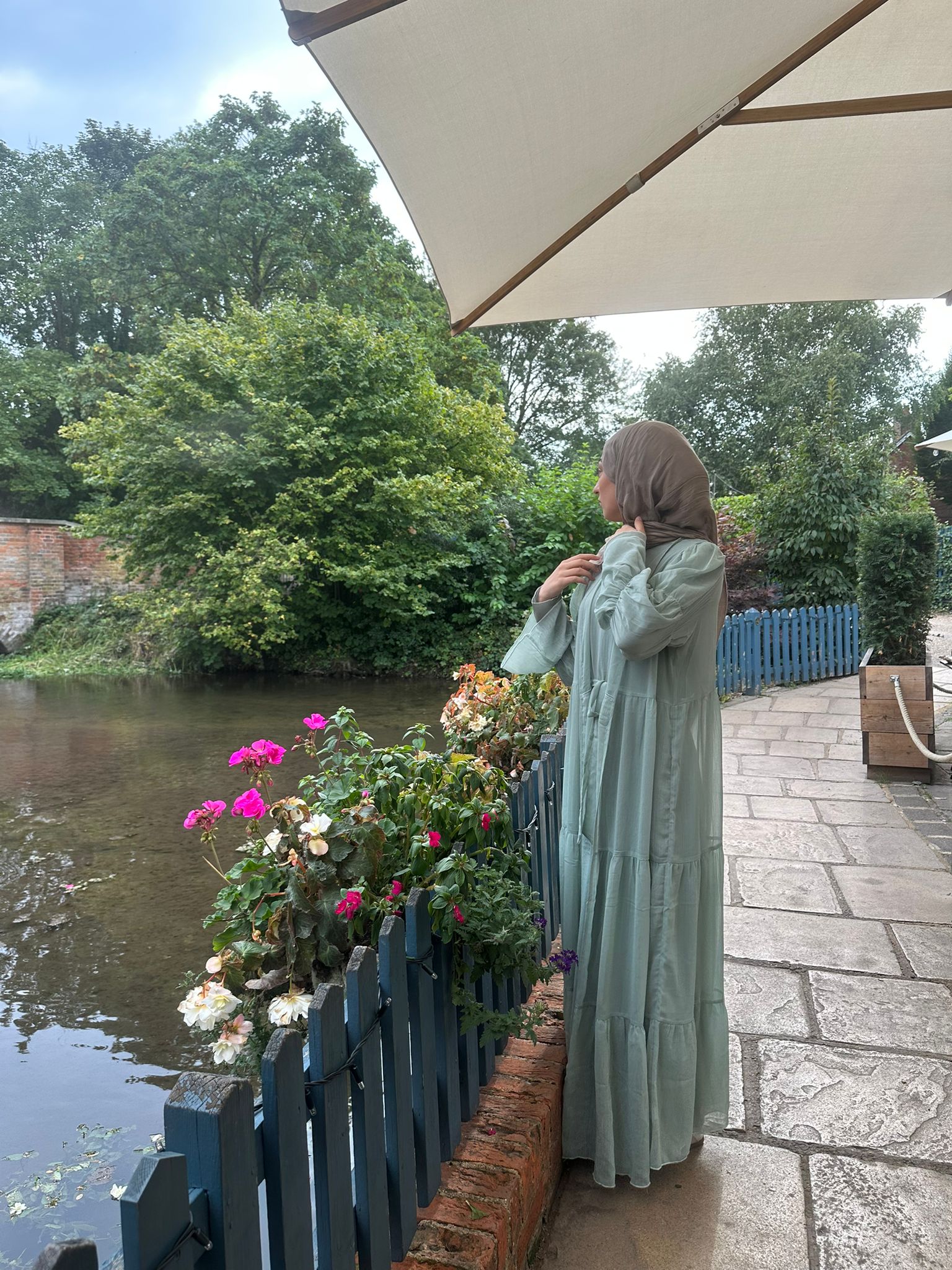 HAYAT Premium Chiffon Long sleeve Abaya Dress Set - Mint